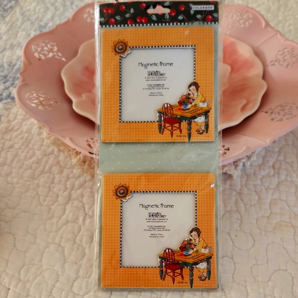 Vintage* Set of Two Mary Englebreit Mini Magnetic Photo Frames